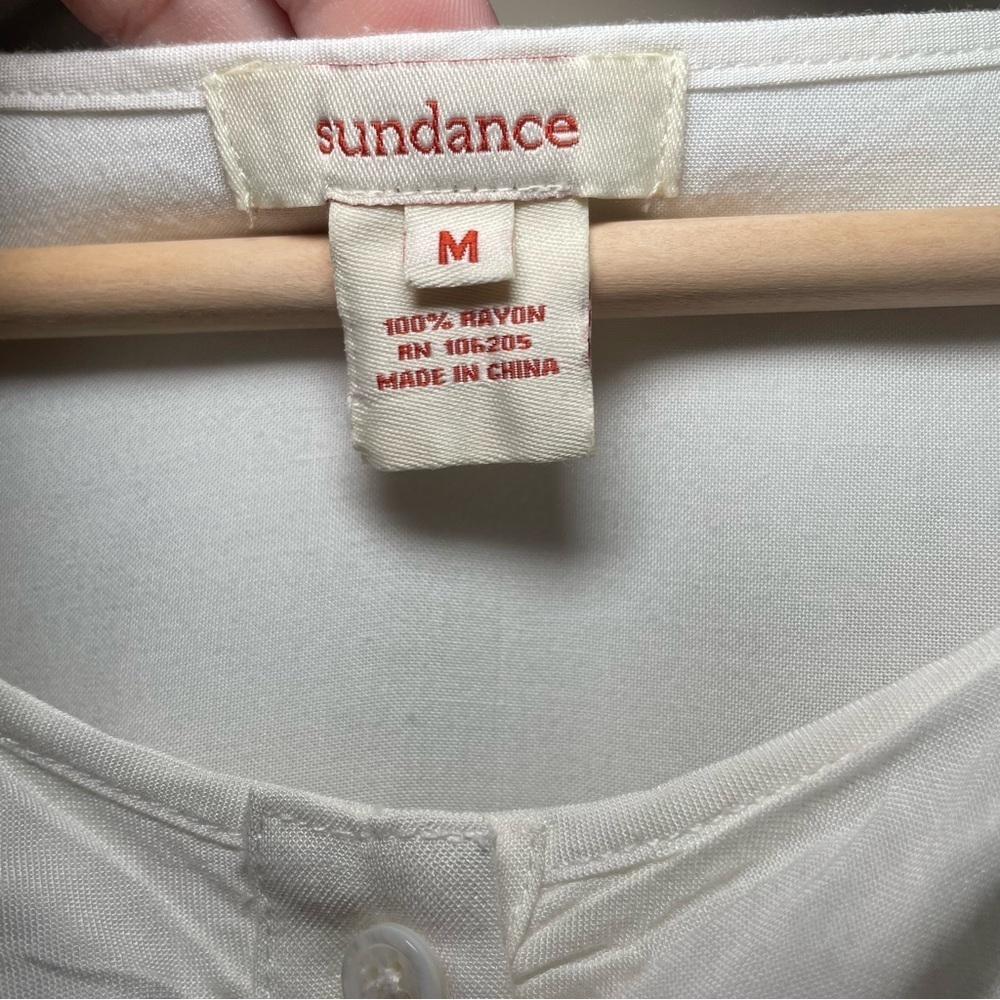 Sundance Eloquence Shirt Womens Size Medium White Long Sleeve Ruffle Button Down - Picture 3 of 5